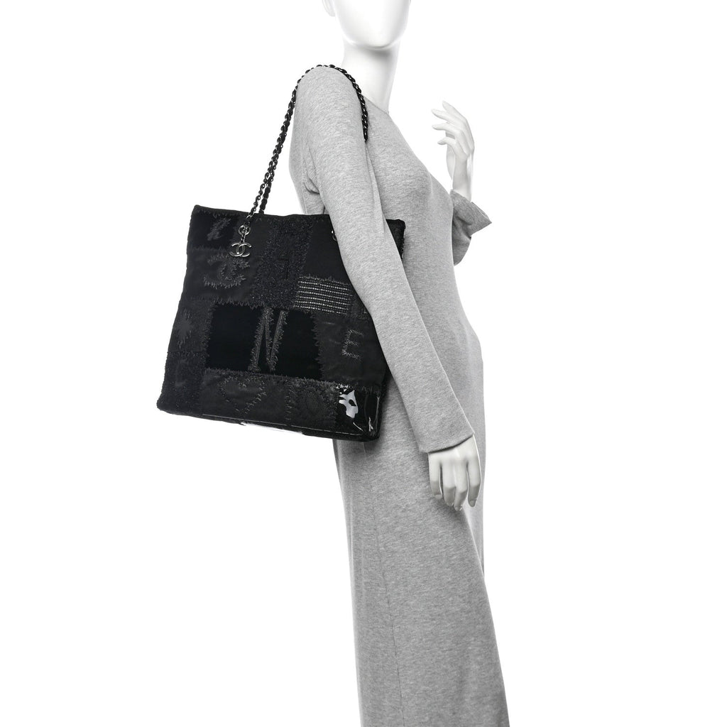 Tweed Patchwork Tote Black