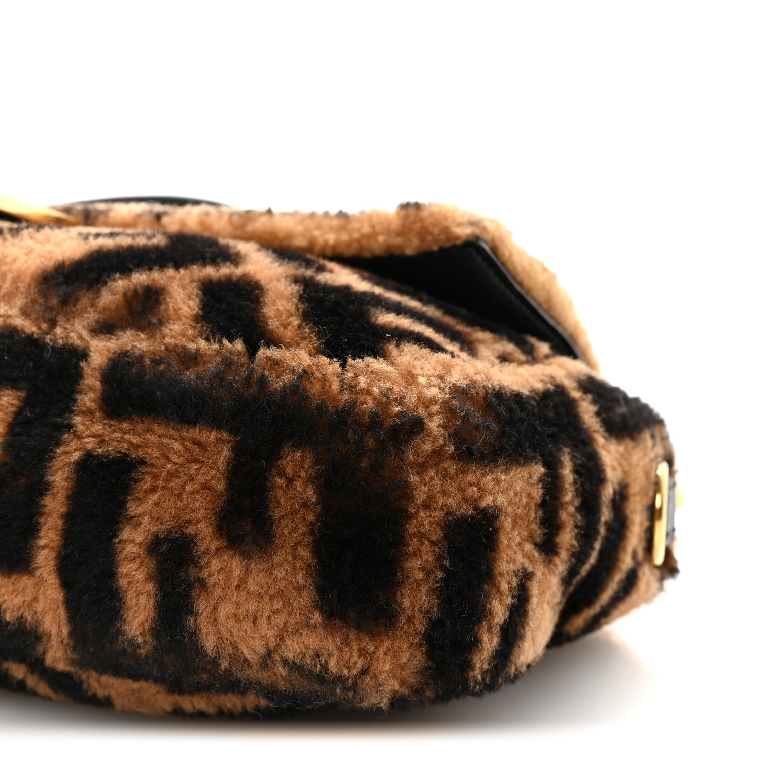 Shearling Vitello Dolce Macro FF 1974 Baguette Tobacco Black