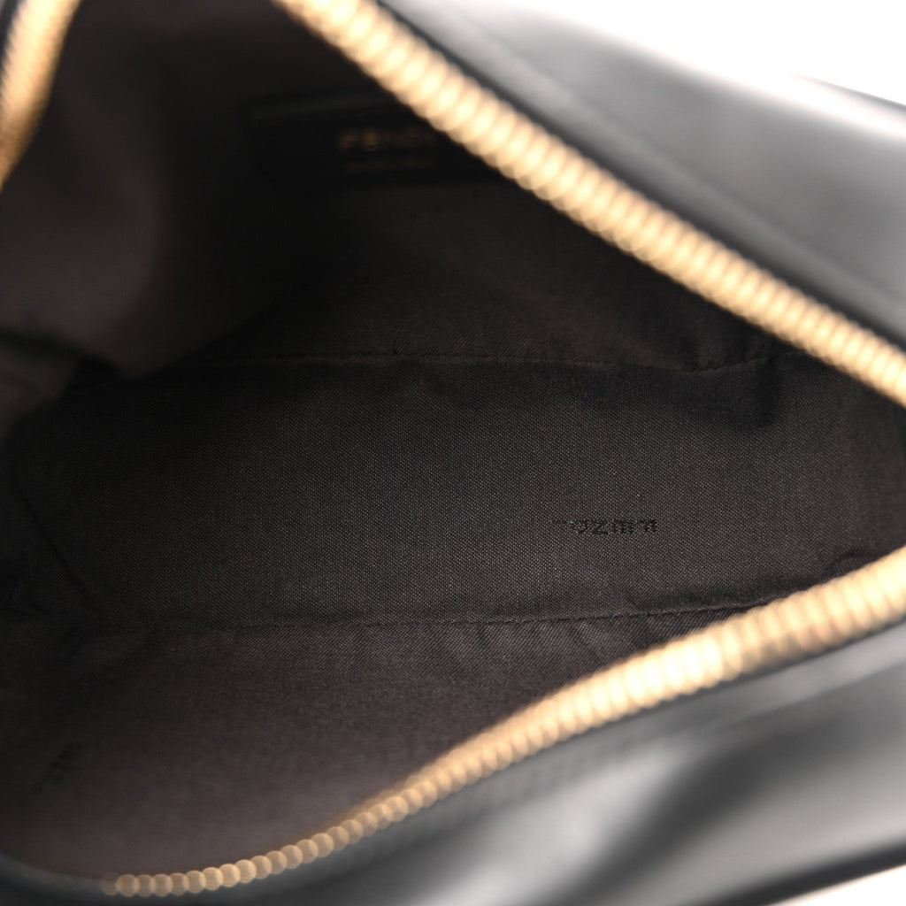 Glazed Fabric Vitello Century FF 1974 Stamp Patch Mini Camera Case Mogano Panna Black
