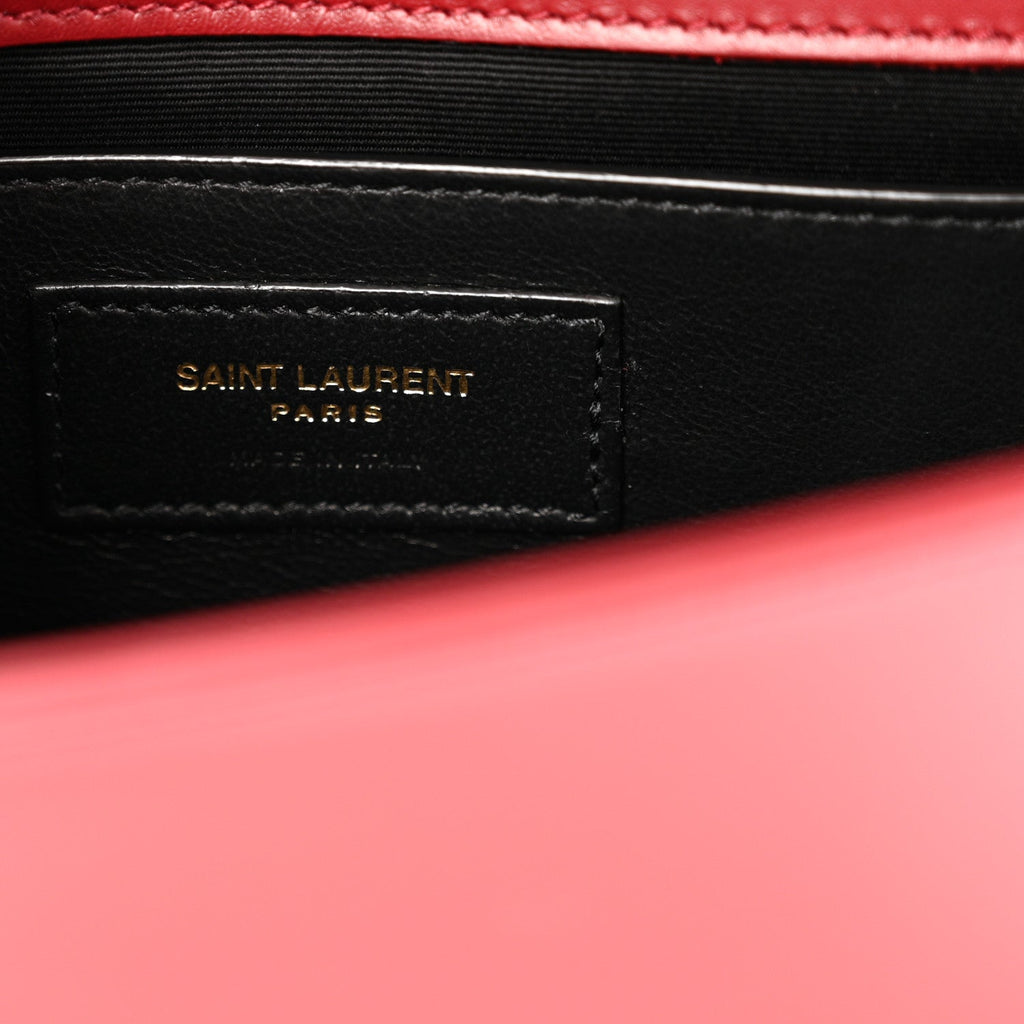 Nappa Patent Calfskin Two-Toned Small Monogram Kate Satchel Off White Oxblood Red
