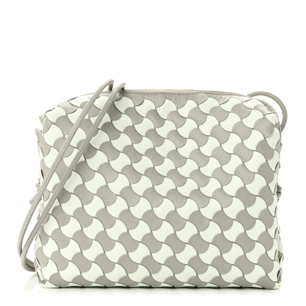 Nappa Wavy Bicolor Intrecciato Small Loop Camera Bag Agate Grey Glacier