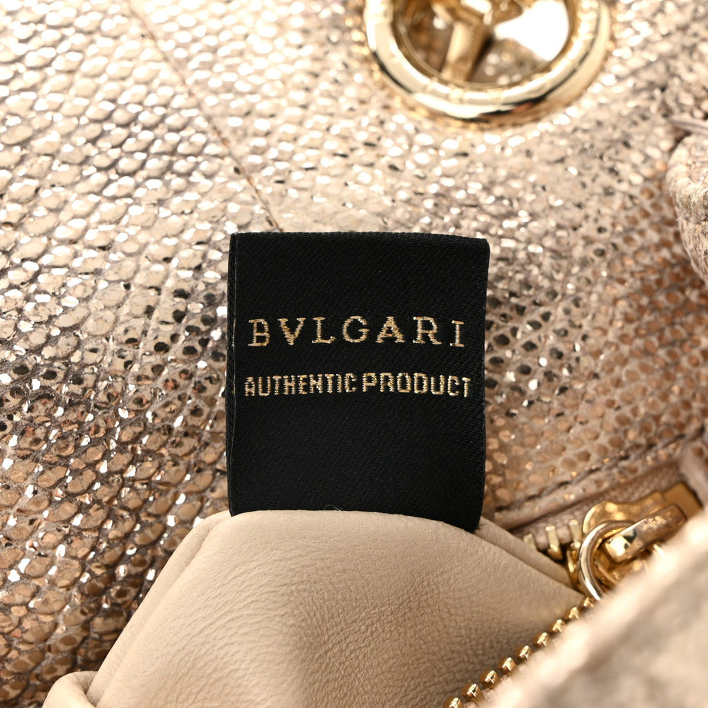 Metallic Karung Matelasse Mini Serpenti Cabochon Crossbody Gold