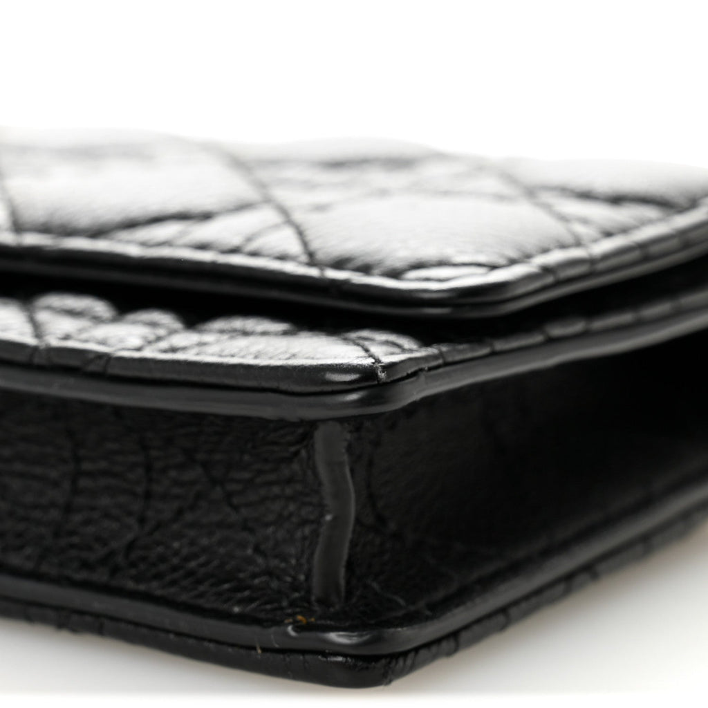 Supple Calfskin Caro Pouch with Chain Black