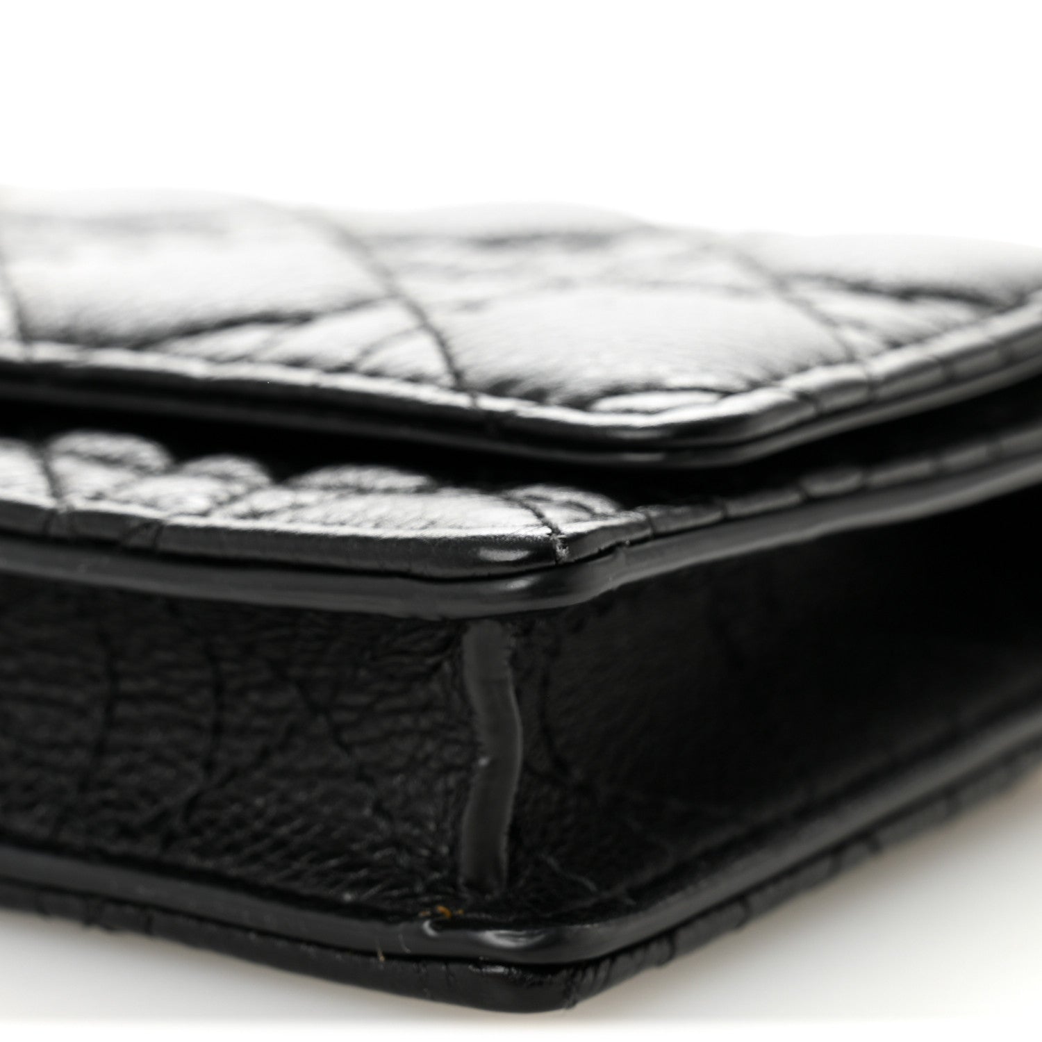 Supple Calfskin Caro Pouch with Chain Black