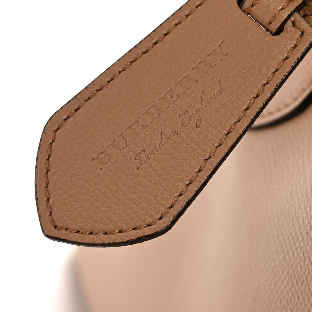 Grainy Calfskin Haymarket Check Small Reversible Tote Mid Camel