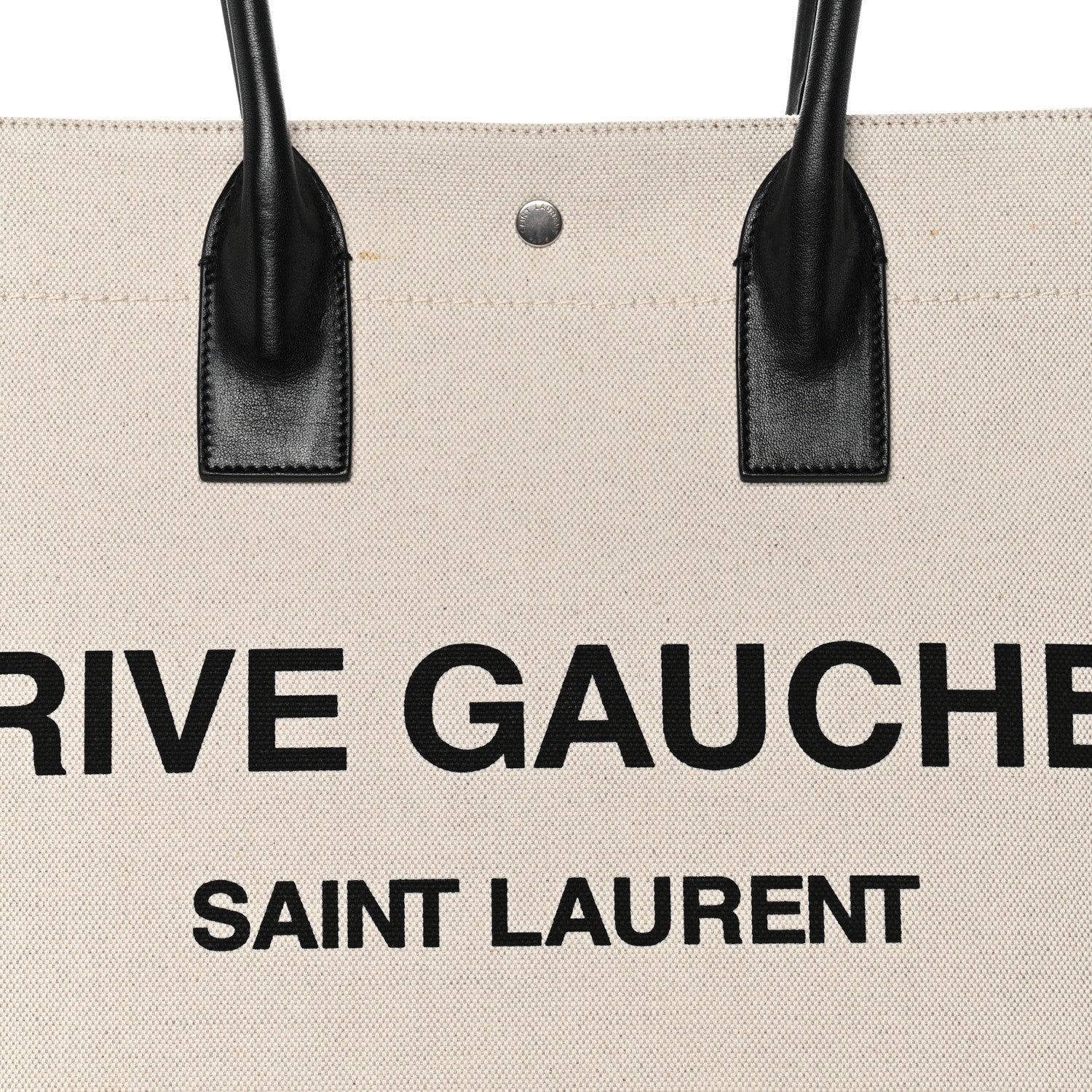 Linen Calfskin Rive Gauche Tote White Black