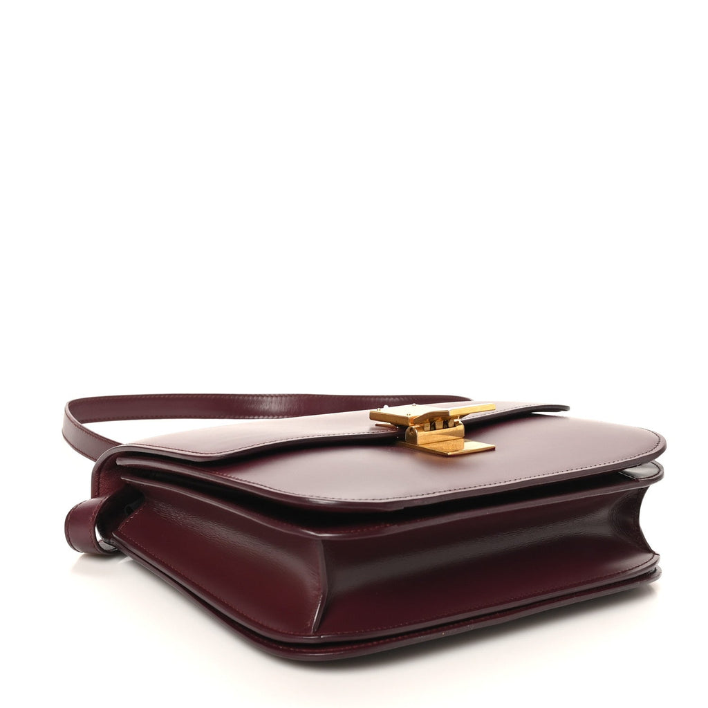 Box Calfskin Medium Classic Box Flap Bag Burgundy