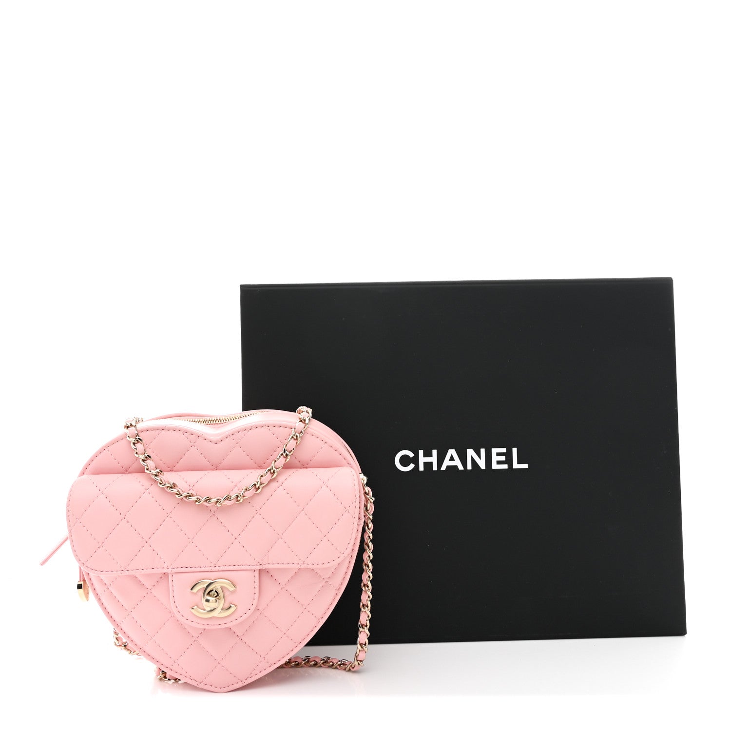 Lambskin Quilted Large CC In Love Heart Bag Light Pink