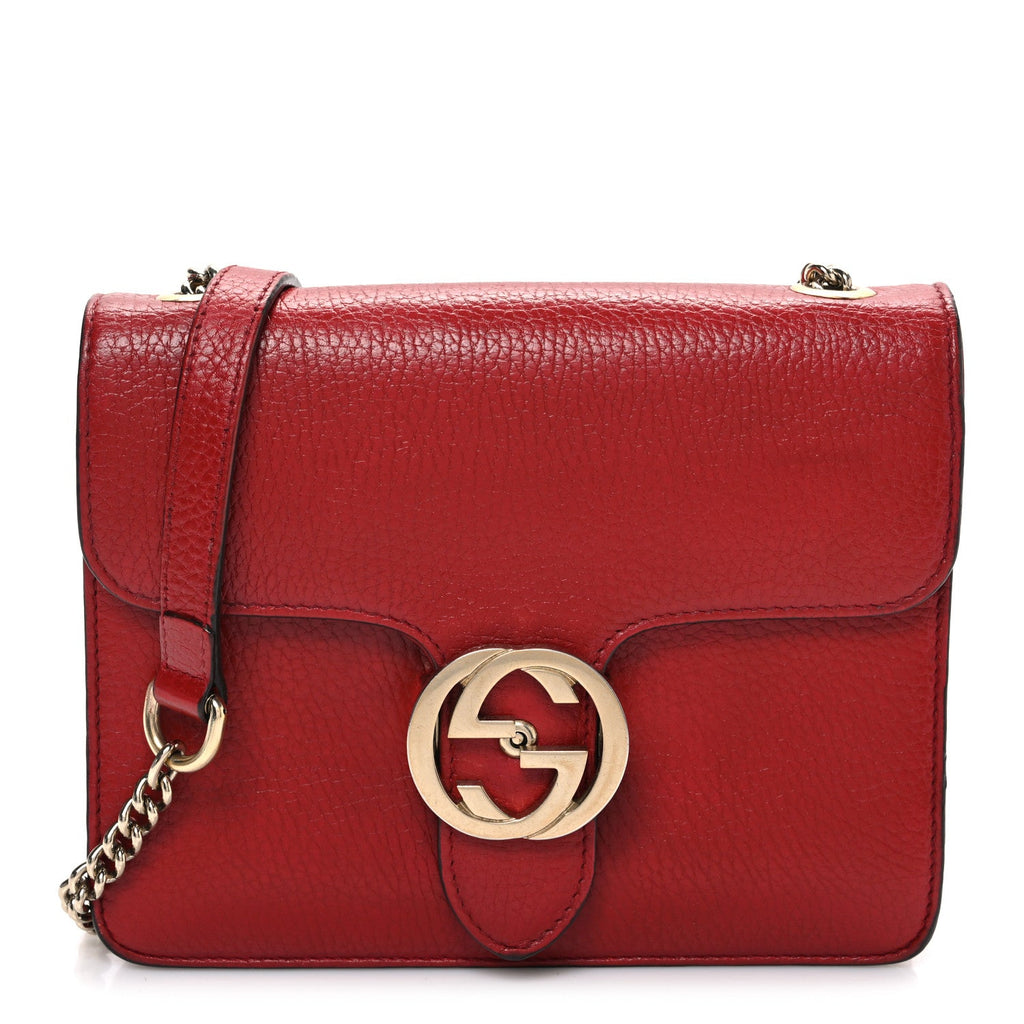 Dollar Calfskin Small Interlocking G Shoulder Bag Red