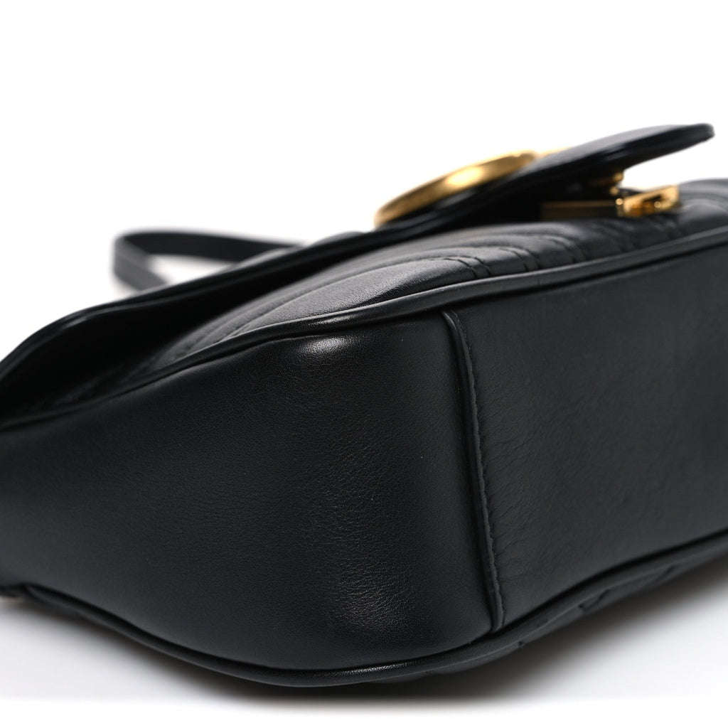 Calfskin Matelasse Small GG Marmont Shoulder Bag Black