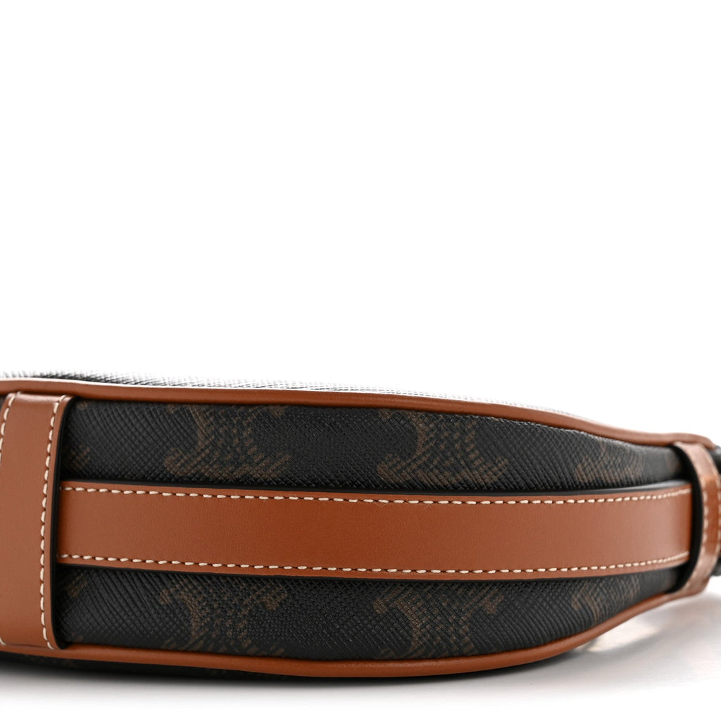 Canvas Calfskin Mini Ava Triomphe Shoulder Bag Tan