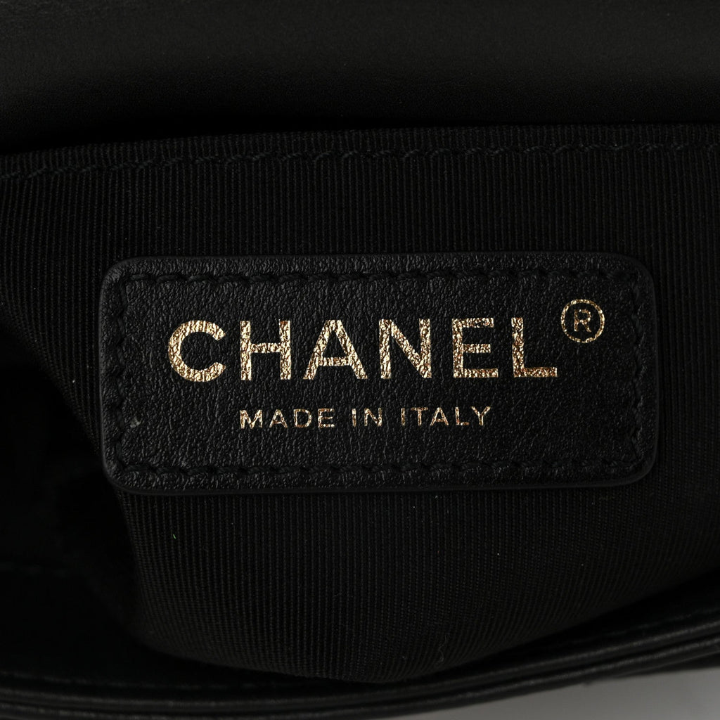 Calfskin Quilted Top Handle Flap Black