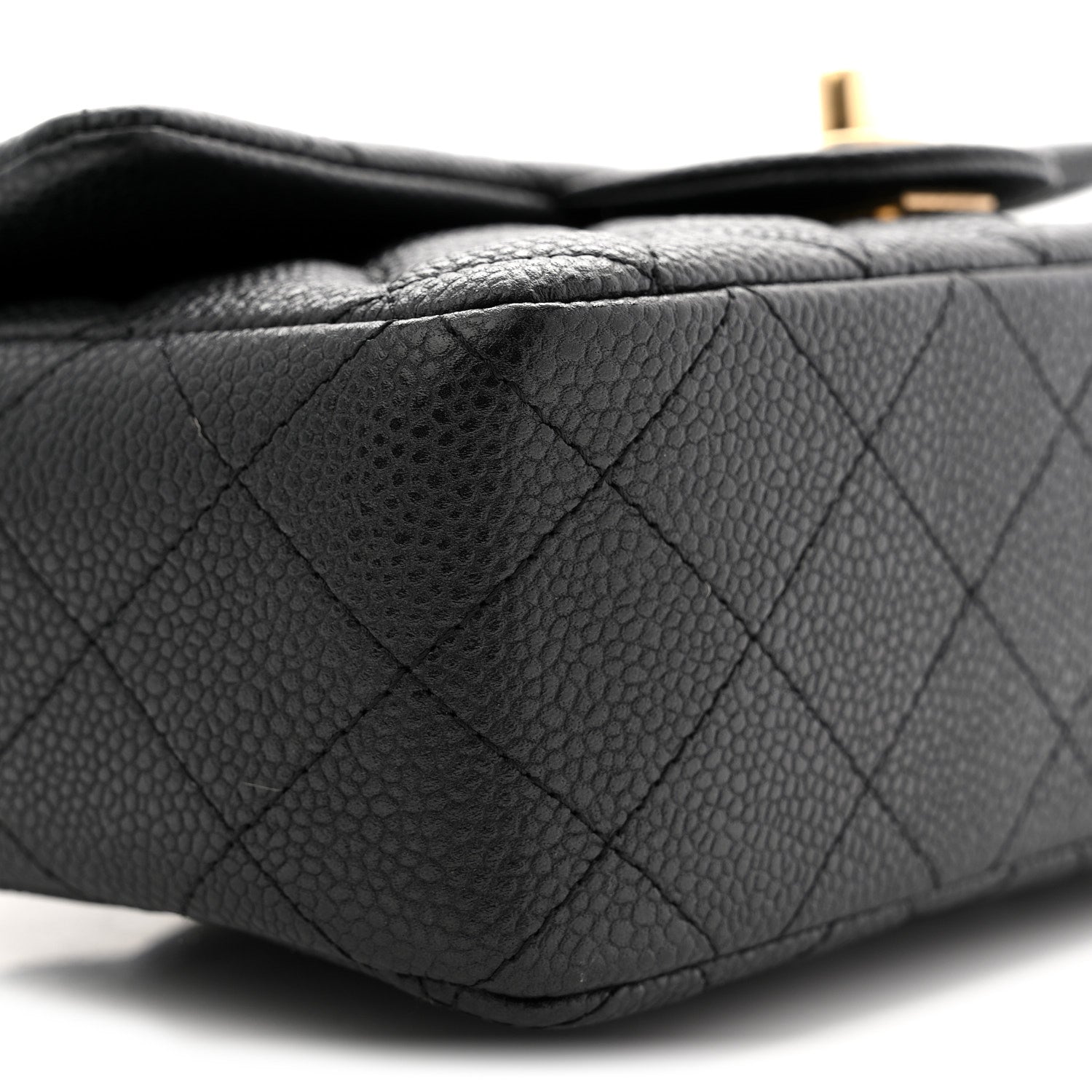 Metallic Caviar Quilted Mini Rectangular Flap Black