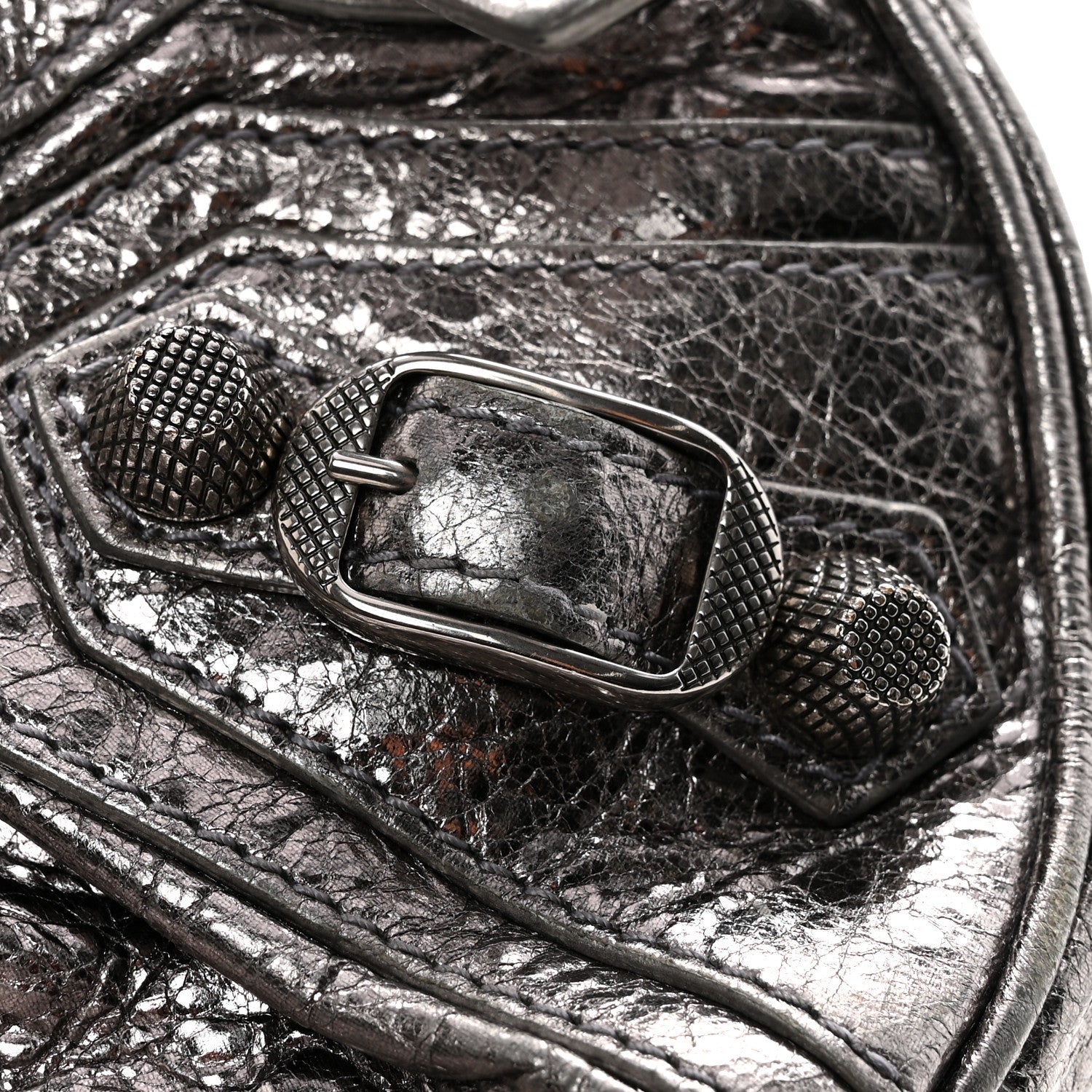Metallic Agneau Arena Le Cagole Shoulder Bag XS Silver