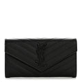 Grain De Poudre Matelasse Chevron Monogram Flap Wallet Black