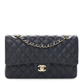 Caviar Quilted Medium Double Flap Navy
