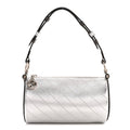 Sakai Be Green Calfskin Diagonal Stitched Mini Blondie Barrel Shoulder Bag Silver