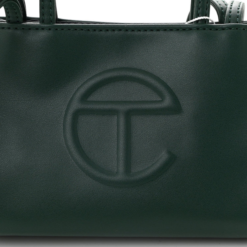 Vegan Leather Small Shopping Bag Dark Olive