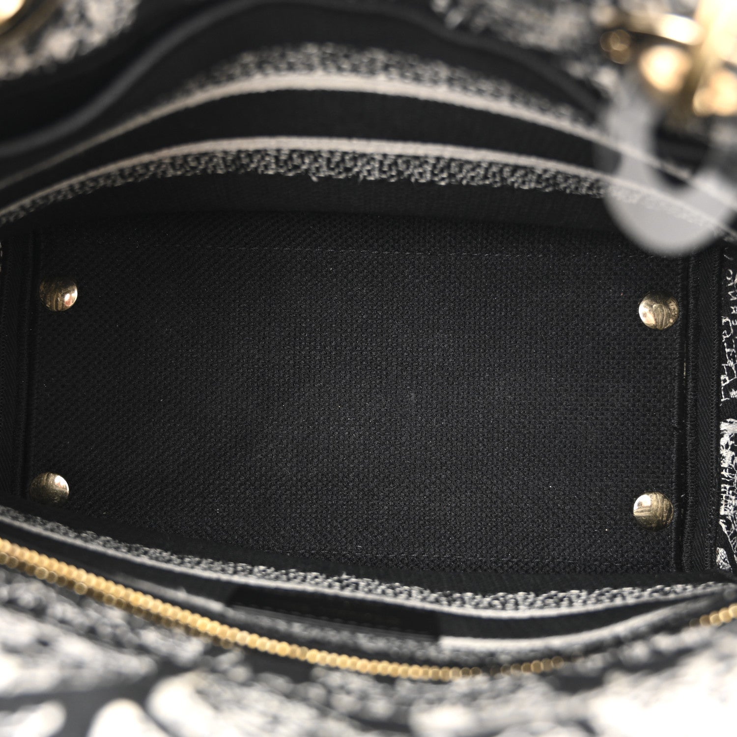 Canvas Embroidered Medium Plan de Paris Lady D-Lite Black White