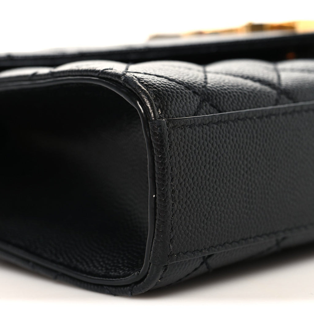 Grain De Poudre Textured Mixed Matelasse Triquilt Small Monogram Satchel Black
