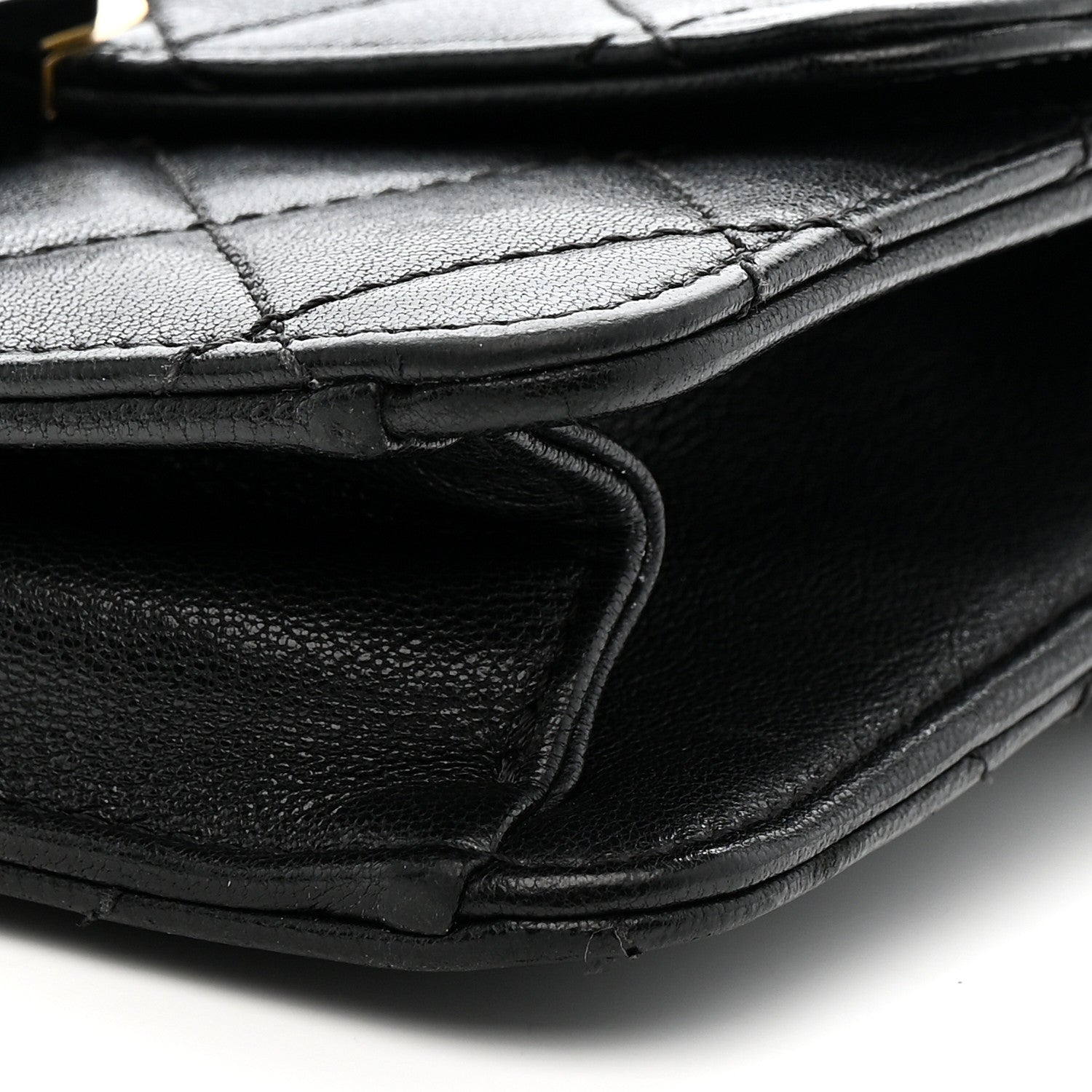 Sheepskin Quilted Mini Beauty Lock Flap Black