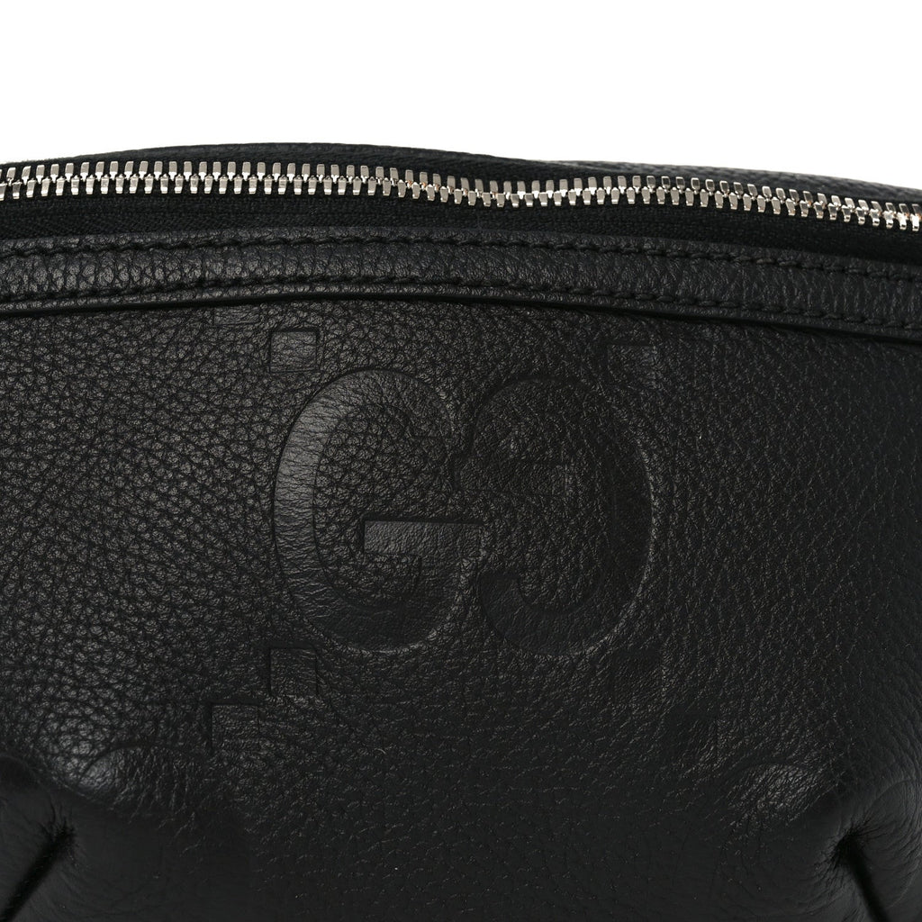 Piuma Calfskin Jumbo GG Embossed Small Belt Bag Black
