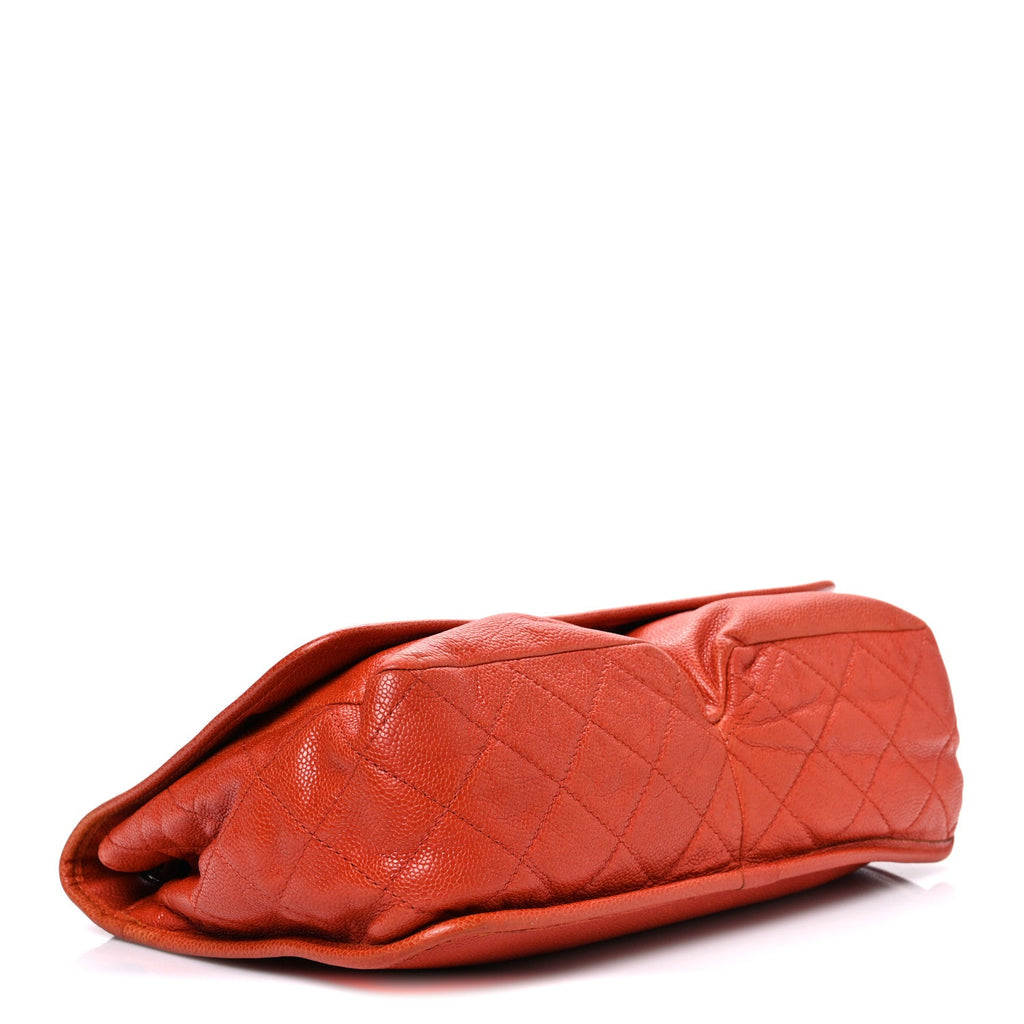 Grained Calfskin Large Natural Beauty Flap Orange