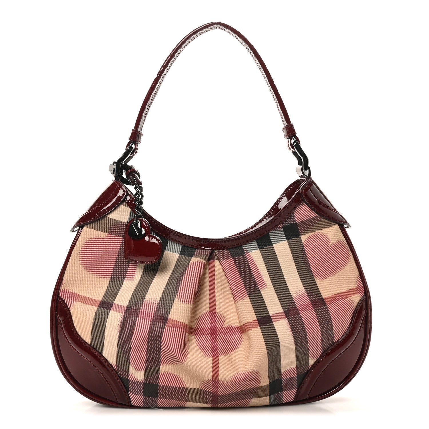 Patent Nova Check Heart Hobo Berry Red
