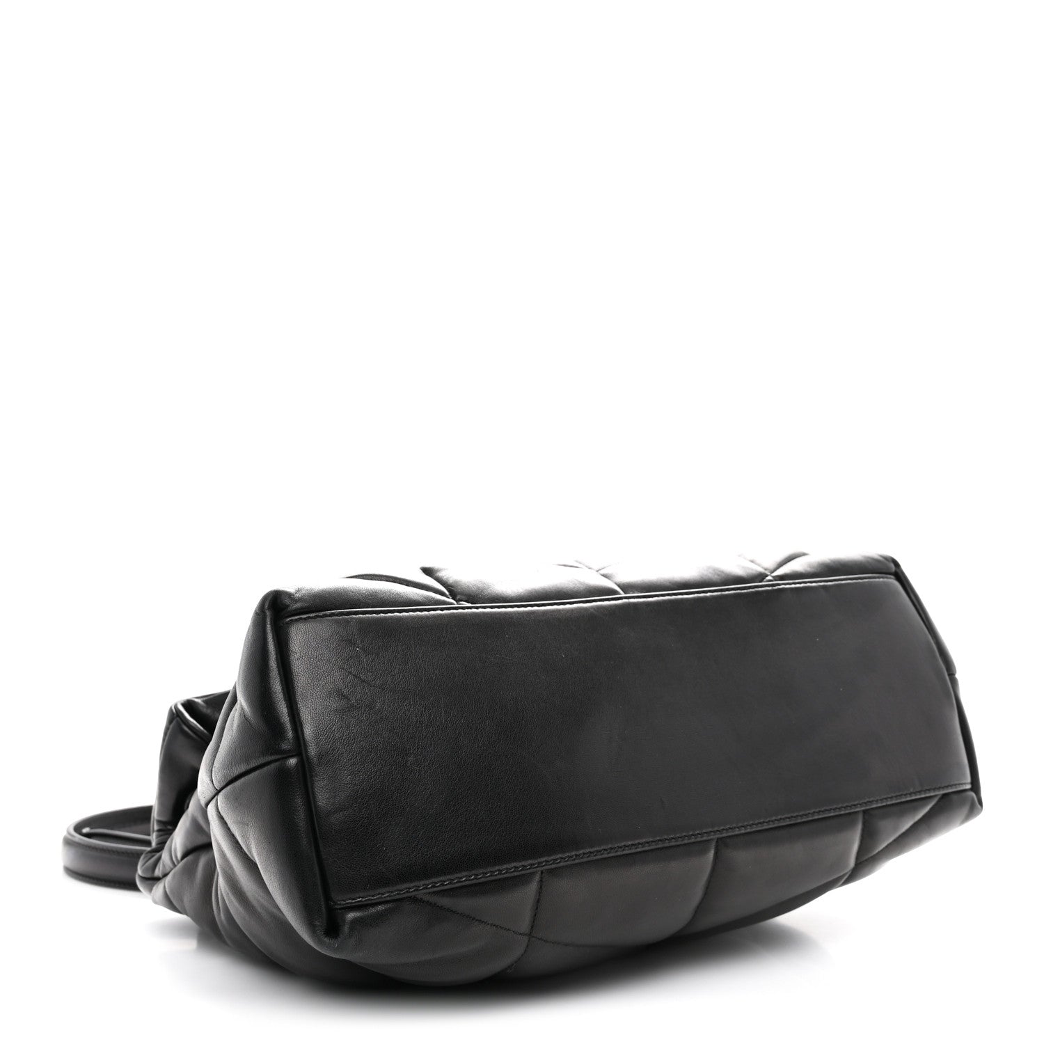 Lambskin Quilted Monogram Monochrome Medium Loulou Puffer Chain Satchel Black