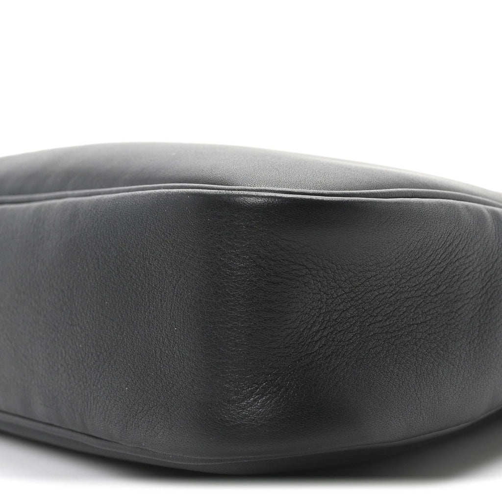 Calfskin Medium Emblem Shoulder Bag Black