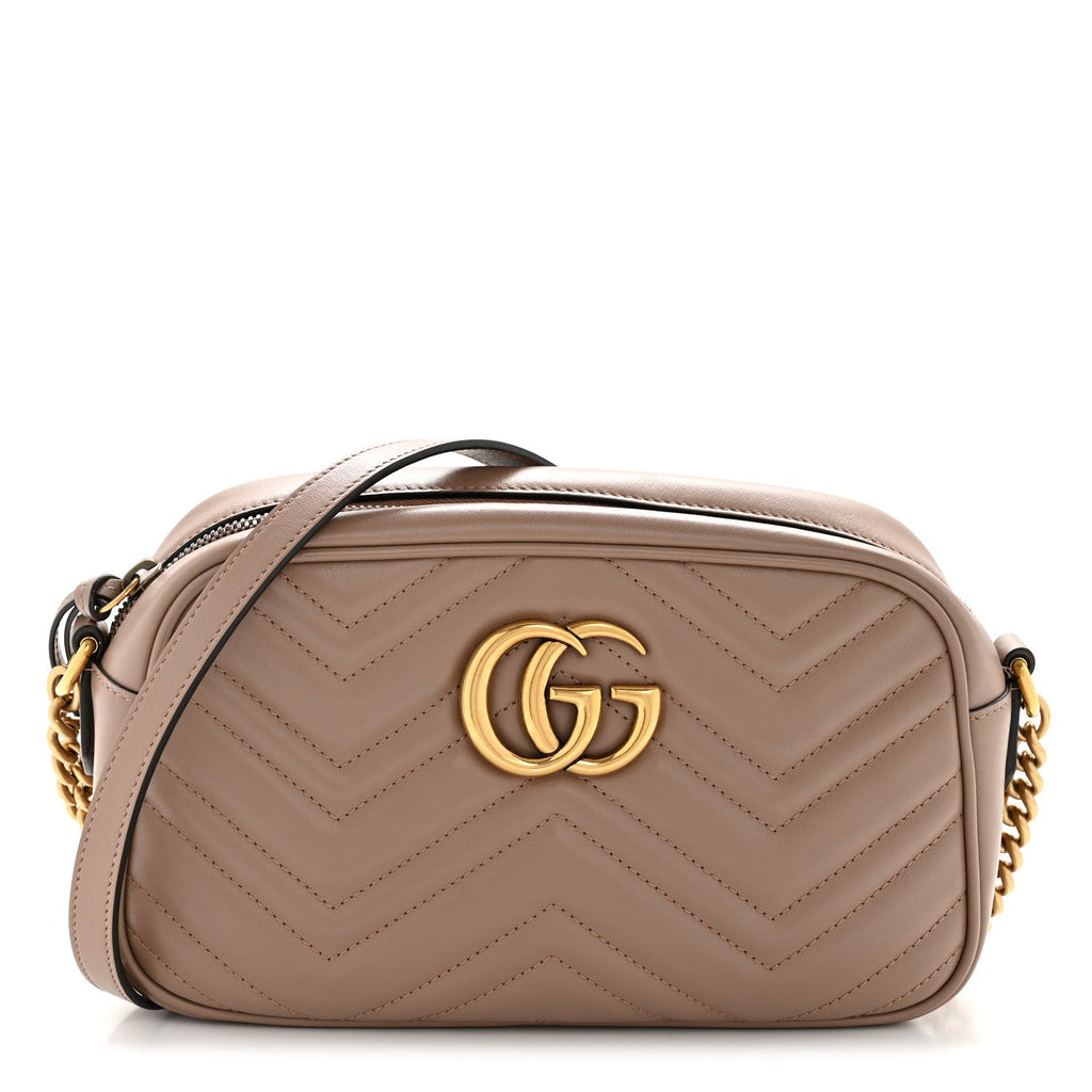Calfskin Matelasse Small GG Marmont Chain Shoulder Bag Porcelain Rose