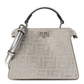 Crystal Vitello Laminato FF Petite Peekaboo I SEE U Satchel Crystal Argento