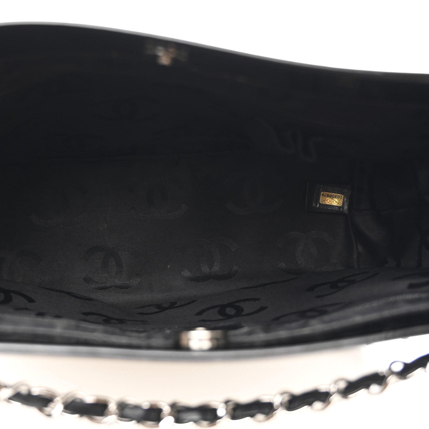 Patent Pony Hair Small Pocket Tote Black White
