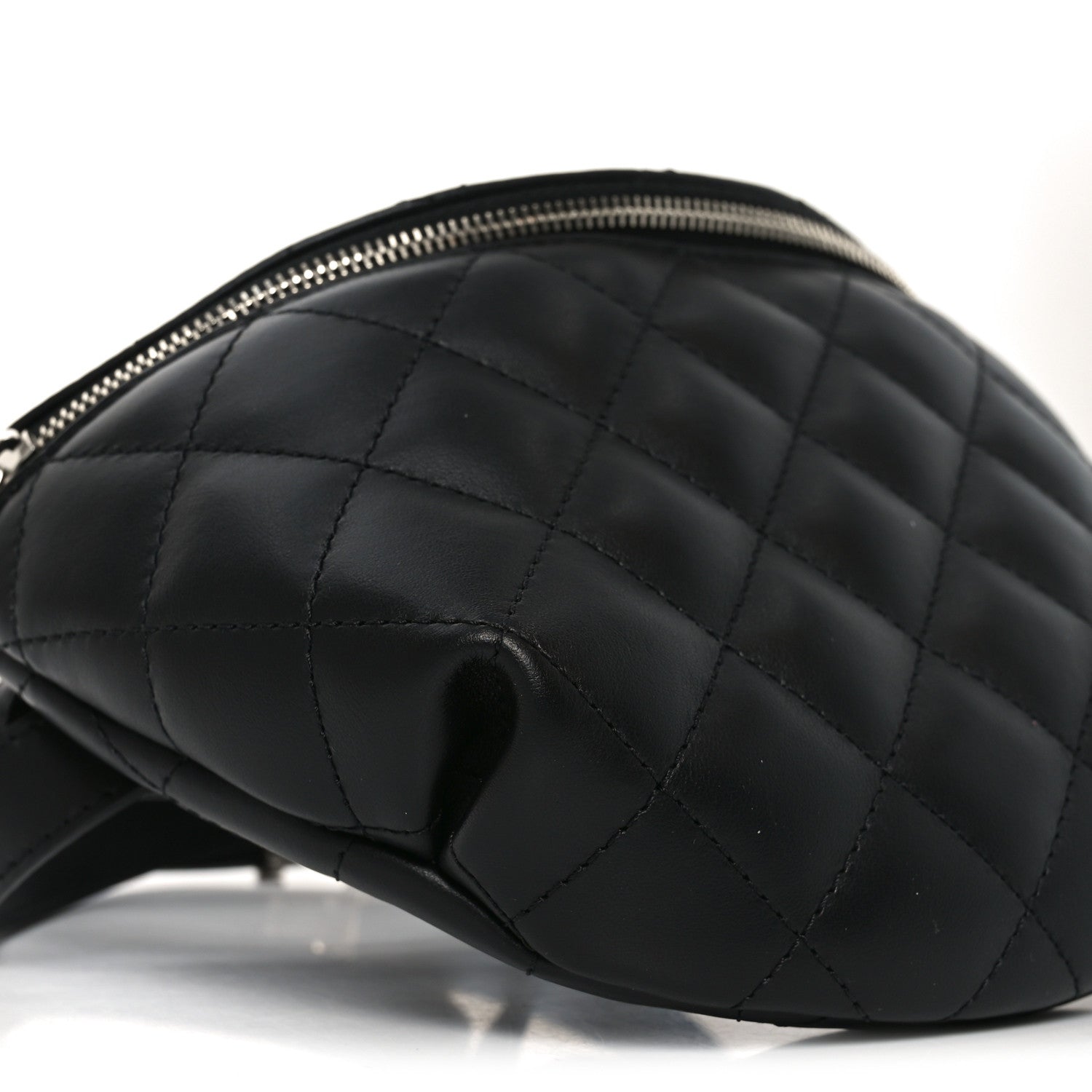 Calfskin Quilted Uniform Waist Belt Bag Black