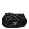 Washed Lambskin Quilted Medium Chain Around Messenger Black