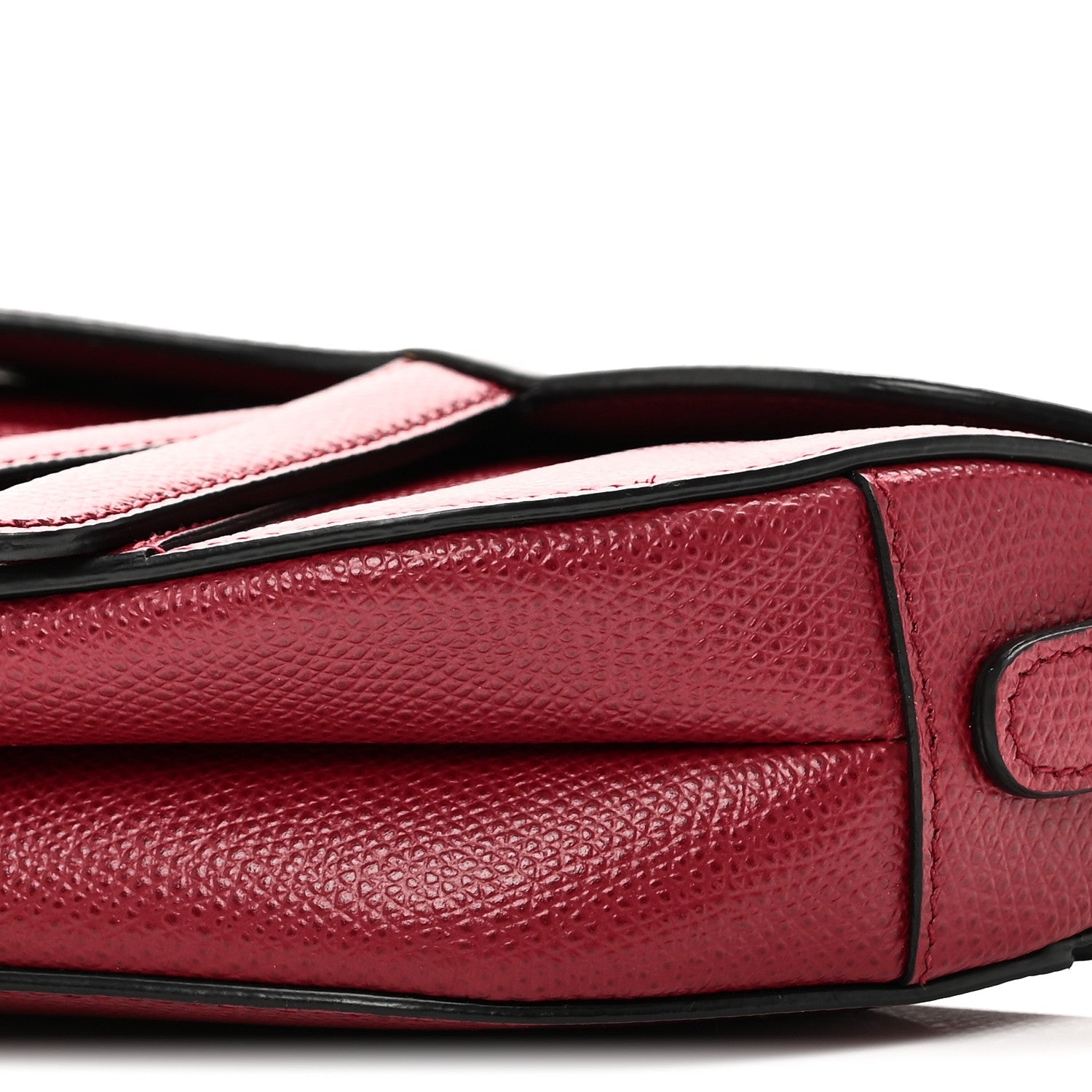 Grained Calfskin Mini Saddle Bag Red