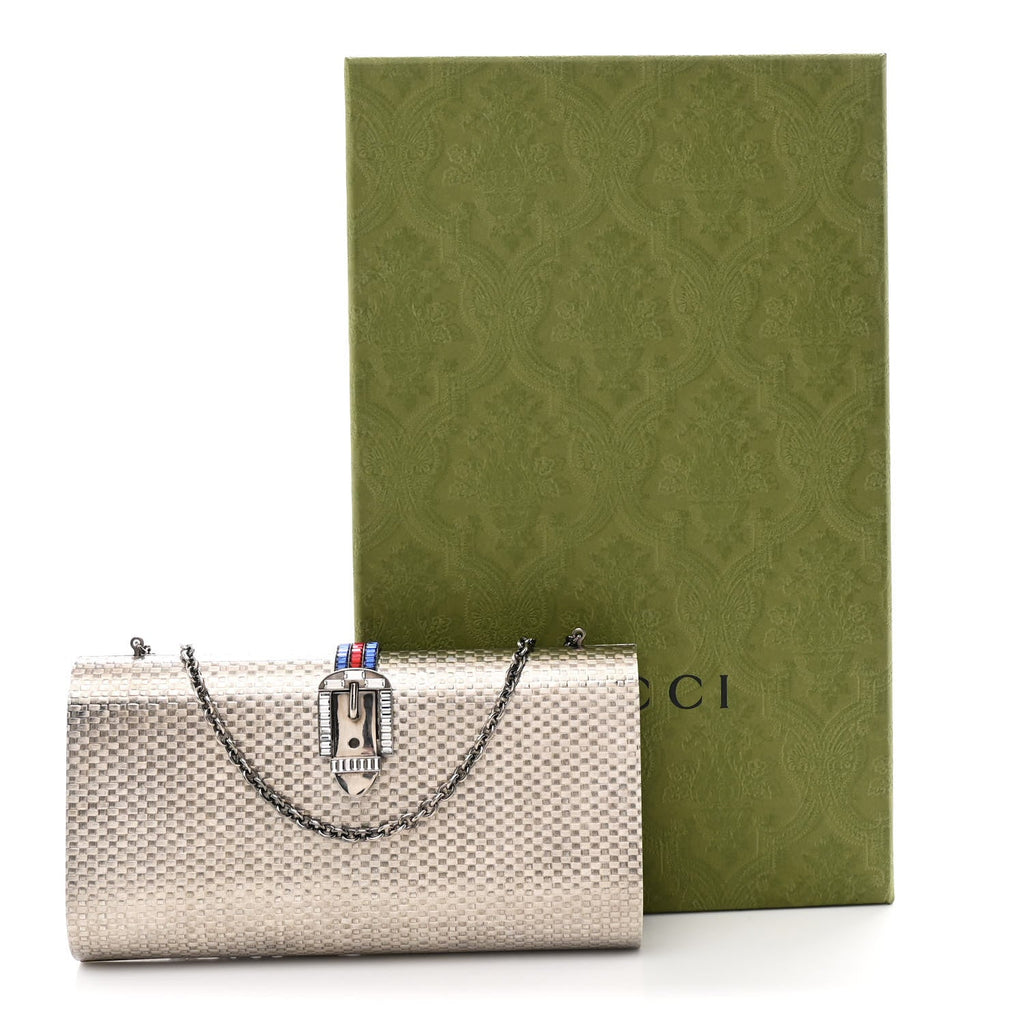 Metal Crystal Buckle Small Chain Shoulder Bag Silver