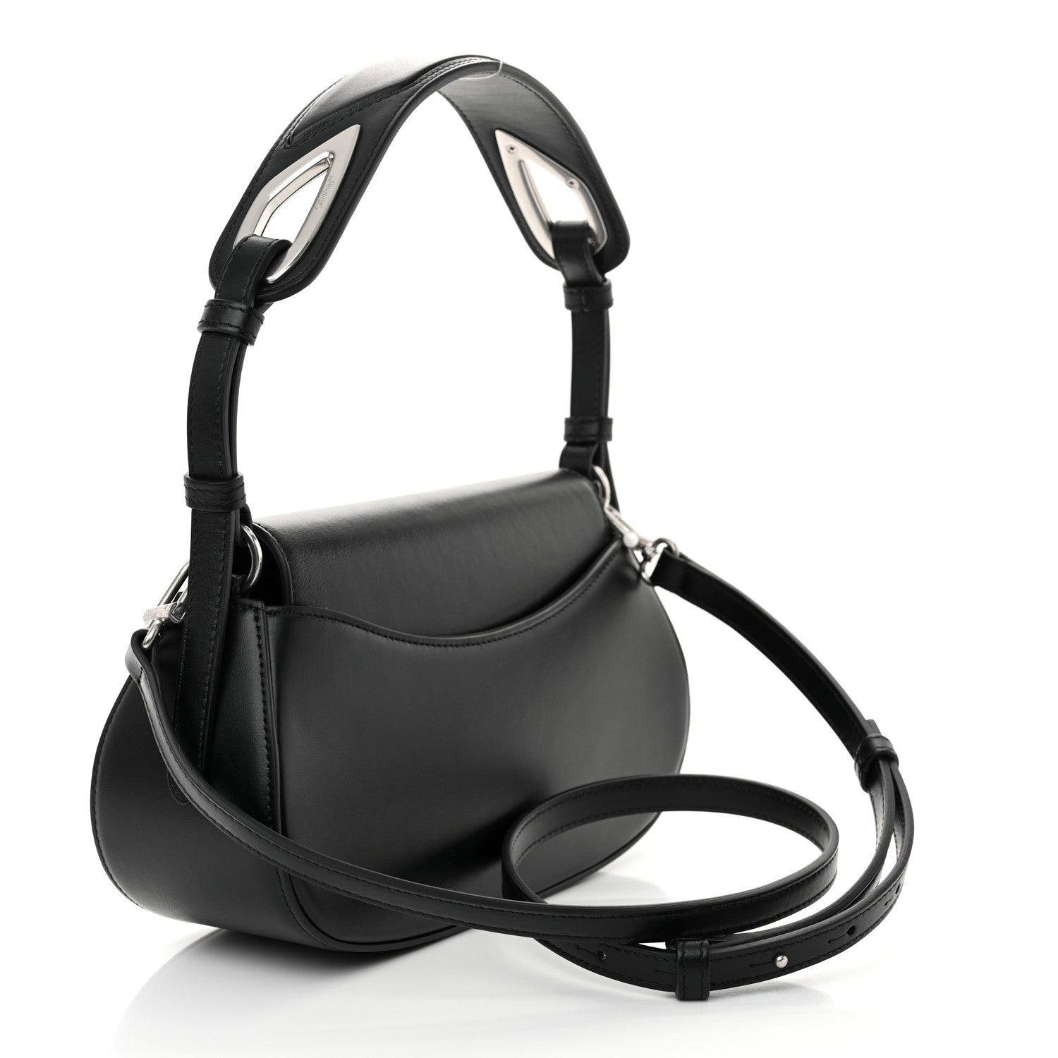 Calfskin Clam Shoulder Bag Black