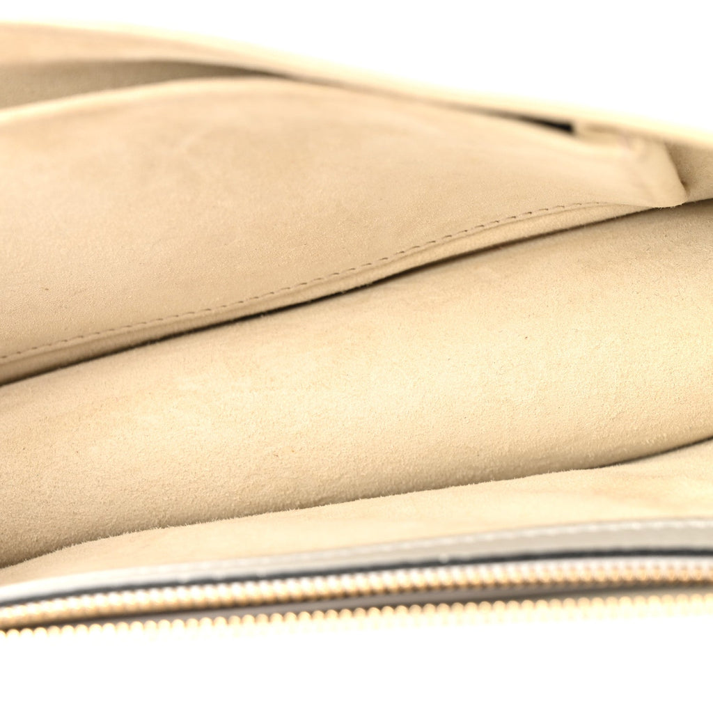 Metallic Grained Calfskin Diorama Wallet on Chain Pouch Silver