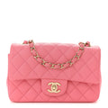 Lambskin Quilted Mini Rectangular Flap Pink