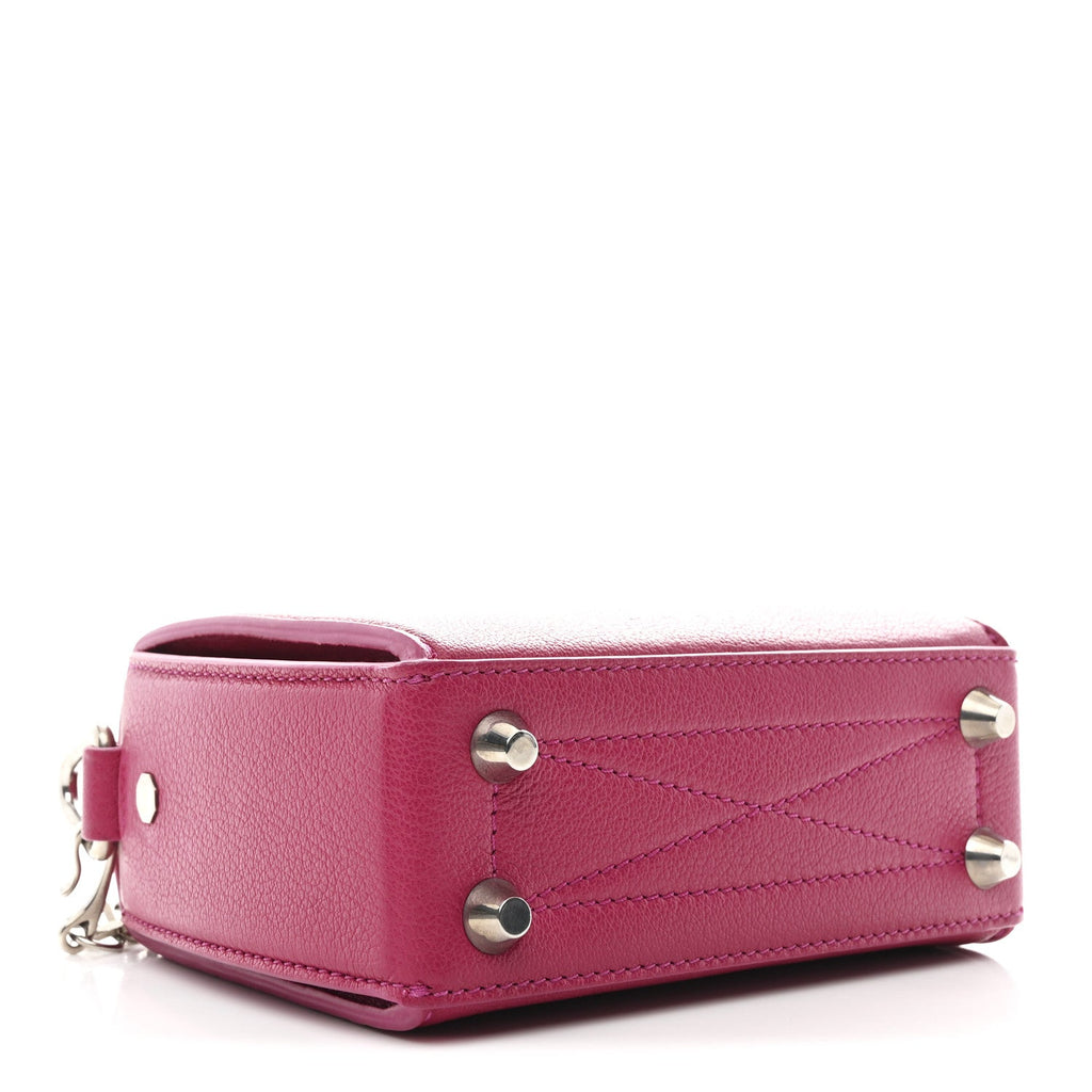 Silky Amish Grain Calfskin Box Shoulder Bag 19 Pink