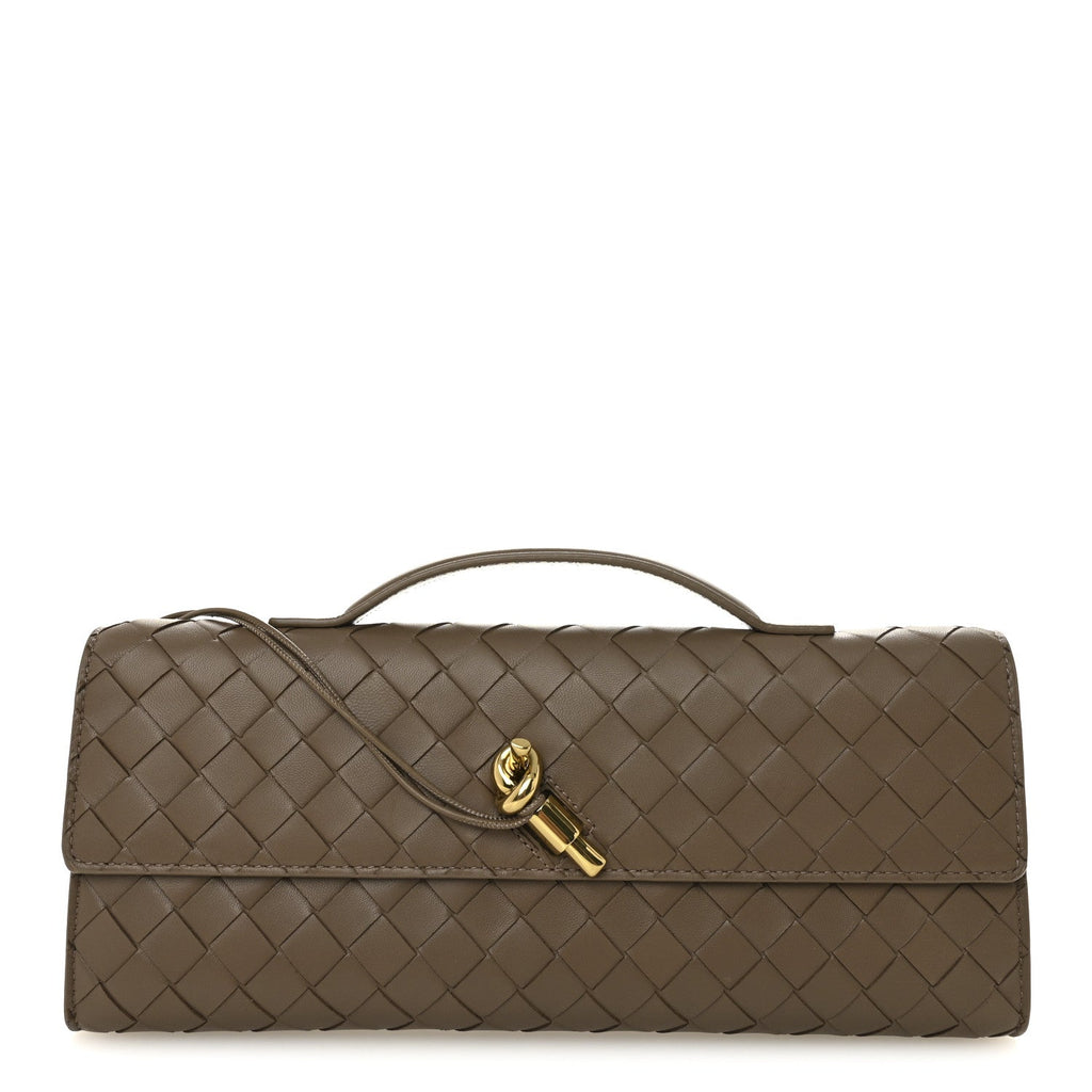 Nappa Intrecciato Long Andiamo Top Handle Clutch Pinecone