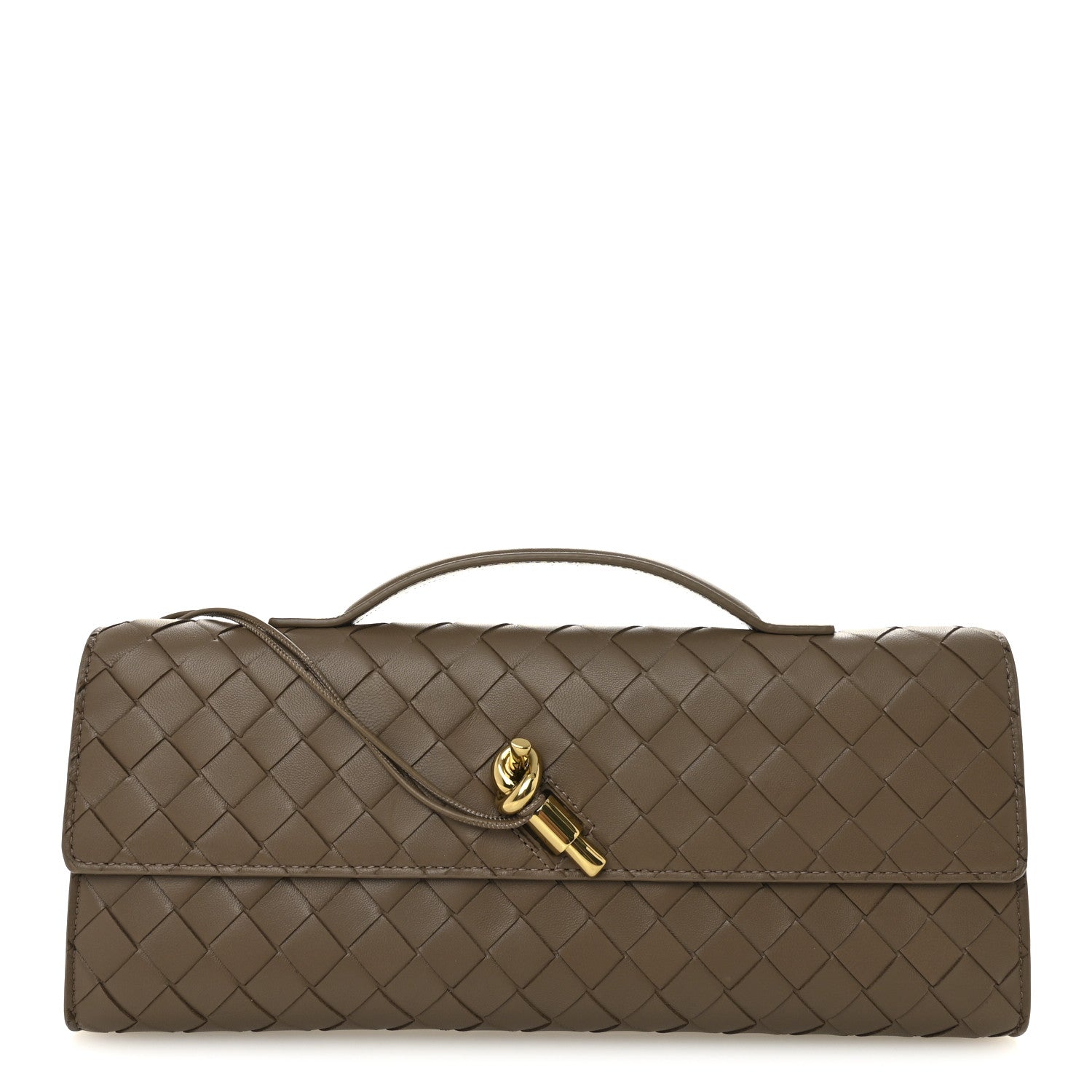Nappa Intrecciato Long Andiamo Top Handle Clutch Pinecone