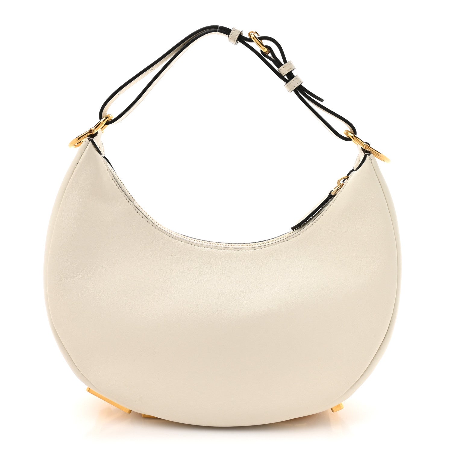 Vitello Grace Matte Small Fendigraphy Hobo Bag White Ice