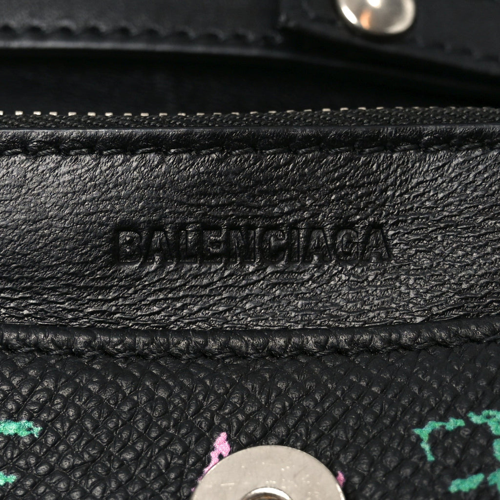 Grained Calfskin Graffiti BB Wallet On Chain Black
