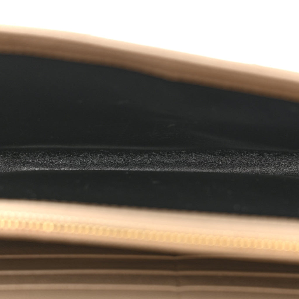 Grain De Poudre Matelasse Chevron Monogram Chain Wallet Dark Beige