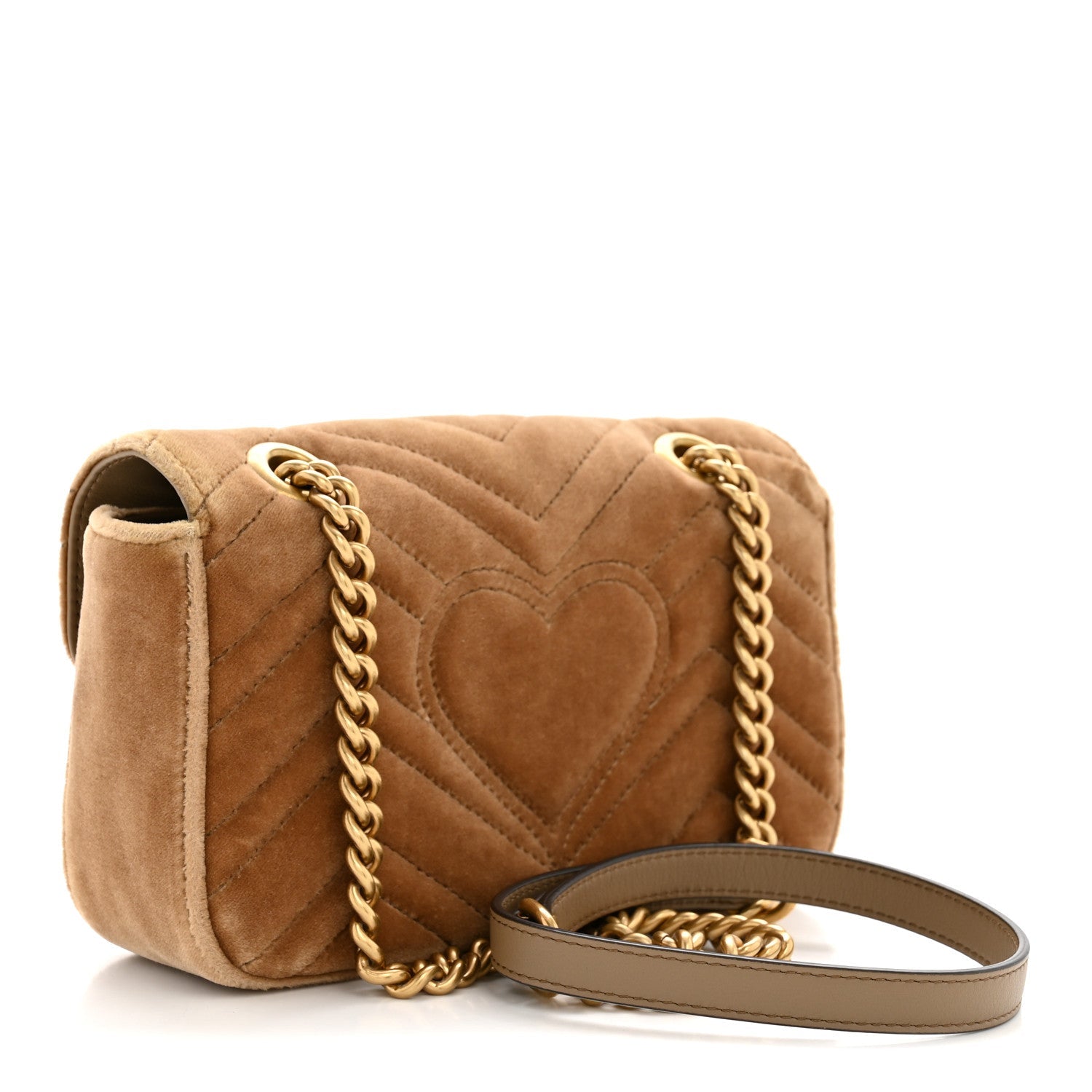 Velvet Matelasse Mini GG Marmont Shoulder Bag Taupe