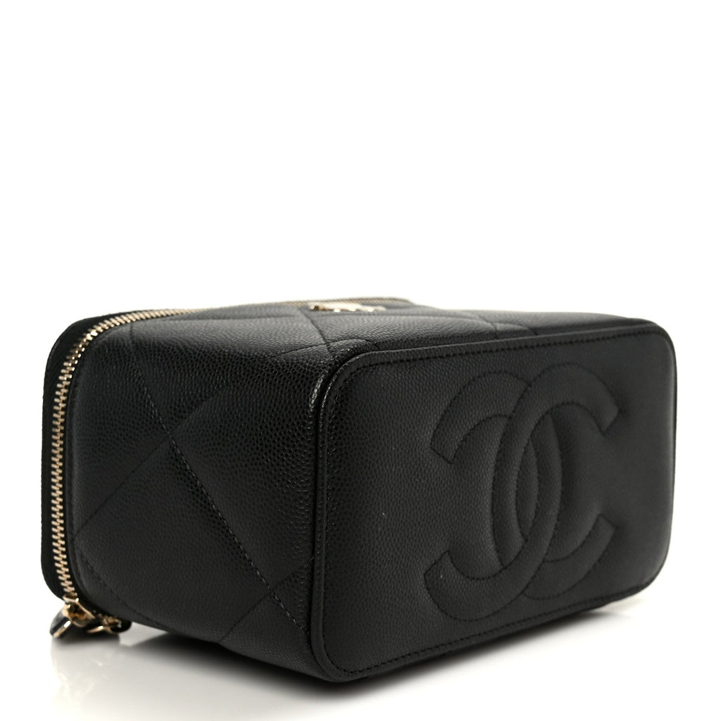 Caviar Quilted Top Handle Long Vanity Black