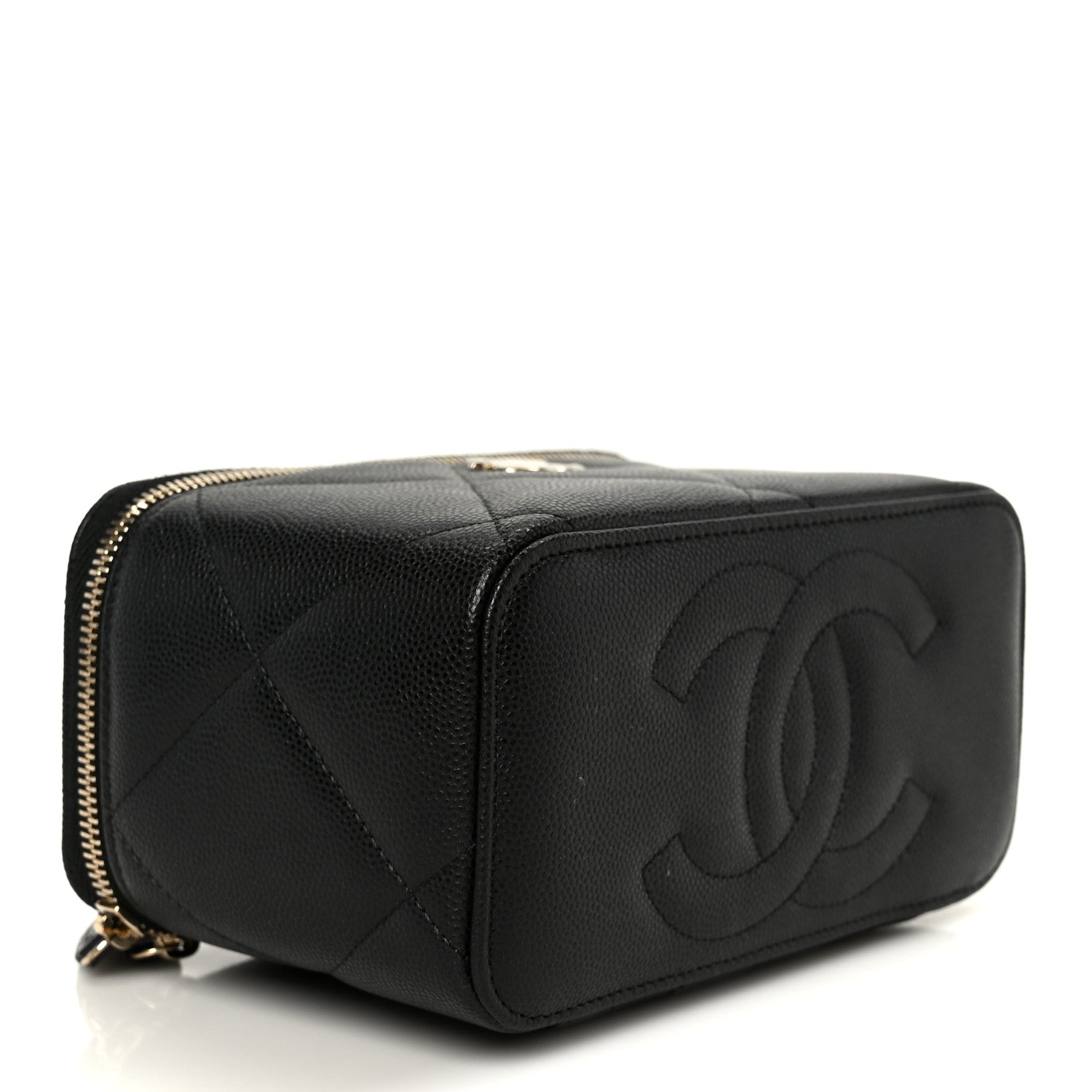 Caviar Quilted Top Handle Long Vanity Black