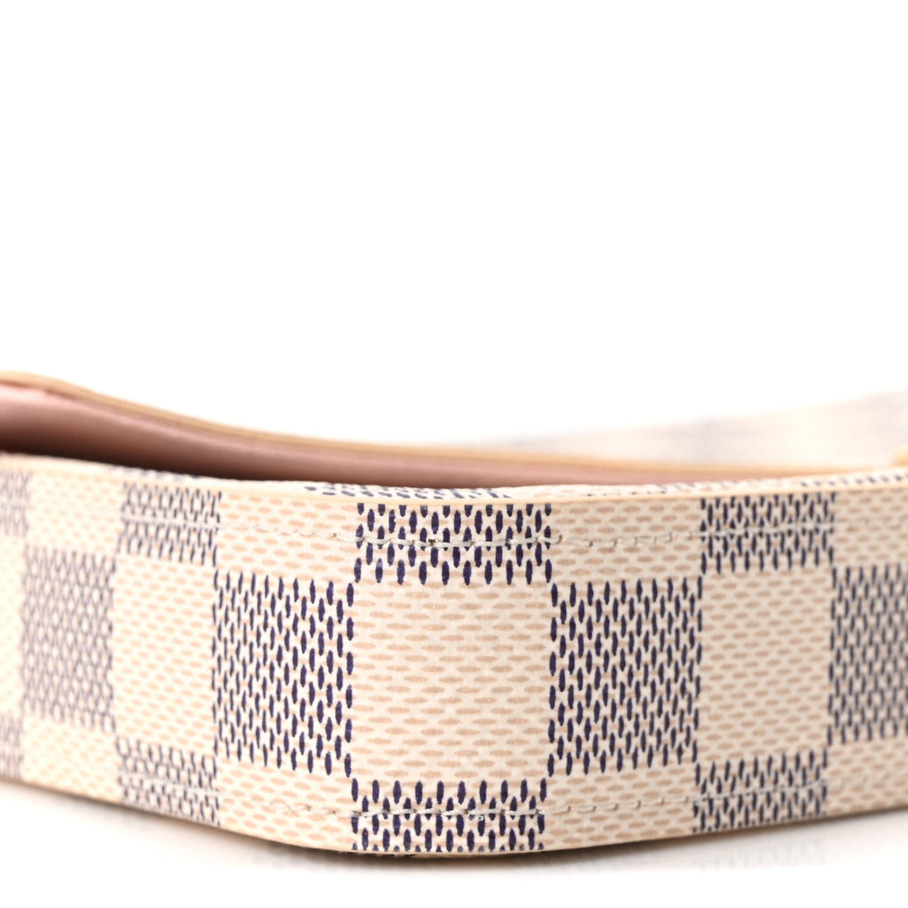 Damier Azur Pochette Felicie Chain Wallet Rose Ballerine